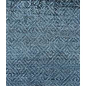 Super Tibetan Hand-Knotted Wool/Bamboo Silk Aqua Blue 12'x15' Area Rug