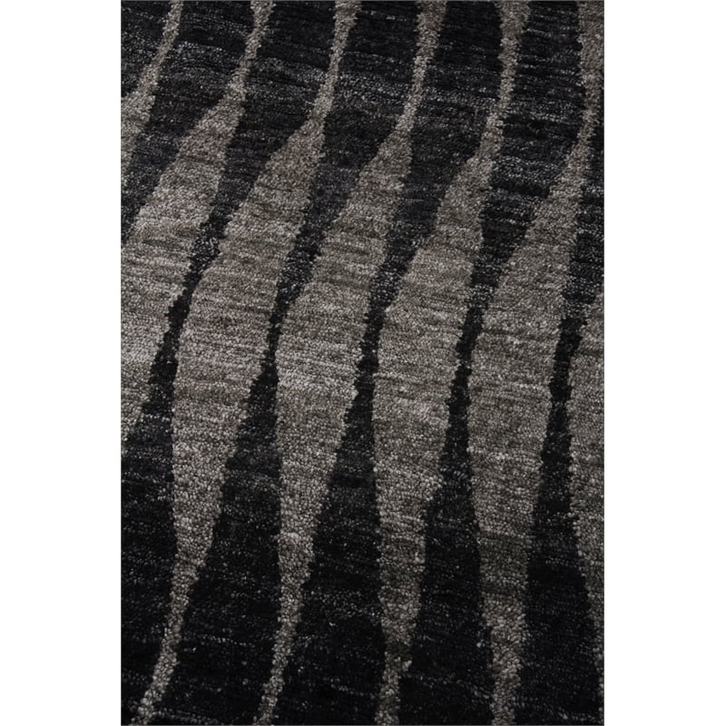 Super Tibetan Hand-Knotted Wool/Bamboo Silk Black/Gray 10'x14' Area Rug