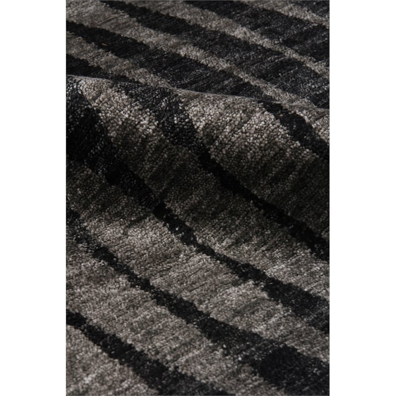 Super Tibetan Hand-Knotted Wool/Bamboo Silk Black/Gray 10'x14' Area Rug