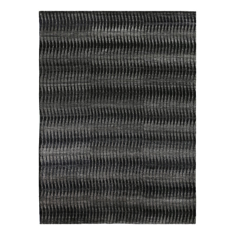 Super Tibetan Hand-Knotted Wool/Bamboo Silk Black/Gray 10'x14' Area Rug