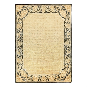 Super Tibetan Hand-Knotted Wool/Bamboo Silk Gold/Black 9'x12' Area Rug