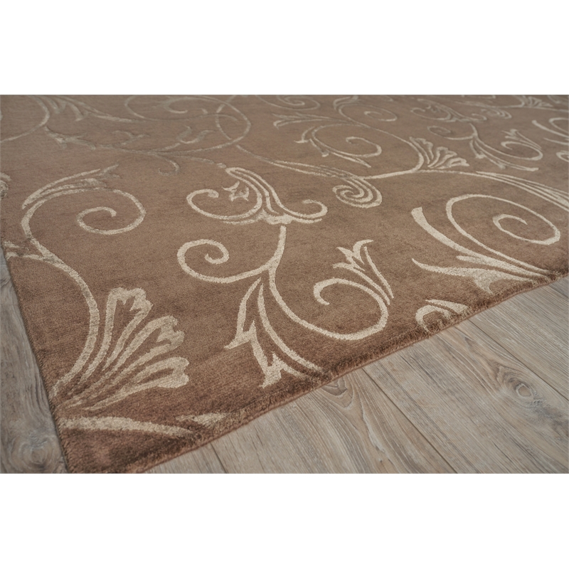 Super Tibetan Hand-Knotted Wool/Bamboo Silk Chocolate 8'6