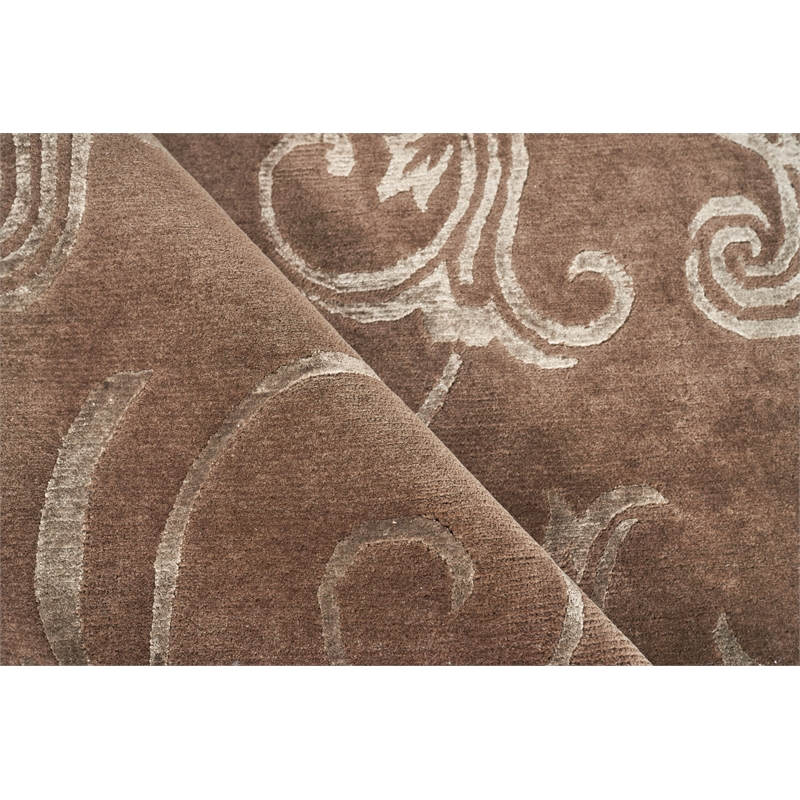 Super Tibetan Hand-Knotted Wool/Bamboo Silk Chocolate 8'6