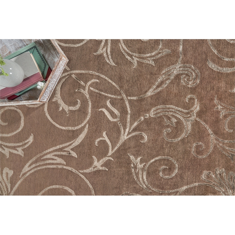 Super Tibetan Hand-Knotted Wool/Bamboo Silk Chocolate 8'6