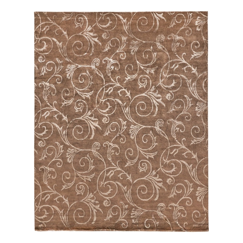 Super Tibetan Hand-Knotted Wool/Bamboo Silk Chocolate 8'6