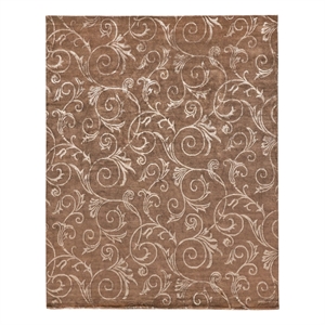 Super Tibetan Hand-Knotted Wool/Bamboo Silk Chocolate 8'6&quotx10'6&quot Area Rug
