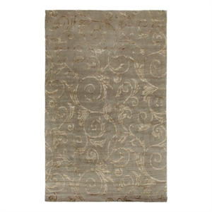 Super Tibetan Hand-Knotted Wool/Bamboo Silk Beige 9'x12' Area Rug