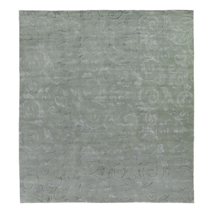 Super Tibetan Hand-Knotted Wool/Bamboo Silk Blue 9'x12' Area Rug
