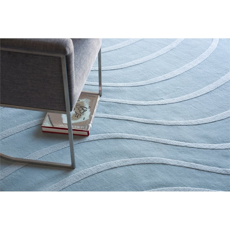 Tempo Handloomed New Zealand Wool Light Blue 10'x14' Area Rug