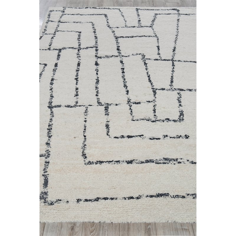 Tahoe Hand-Knotted Wool Ivory/Black 9'x12' Area Rug