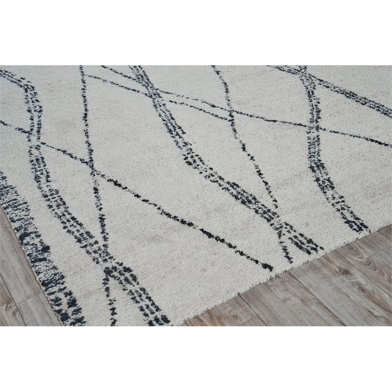 Tahoe Hand-Knotted Wool Ivory/Black 6'x9' Area Rug