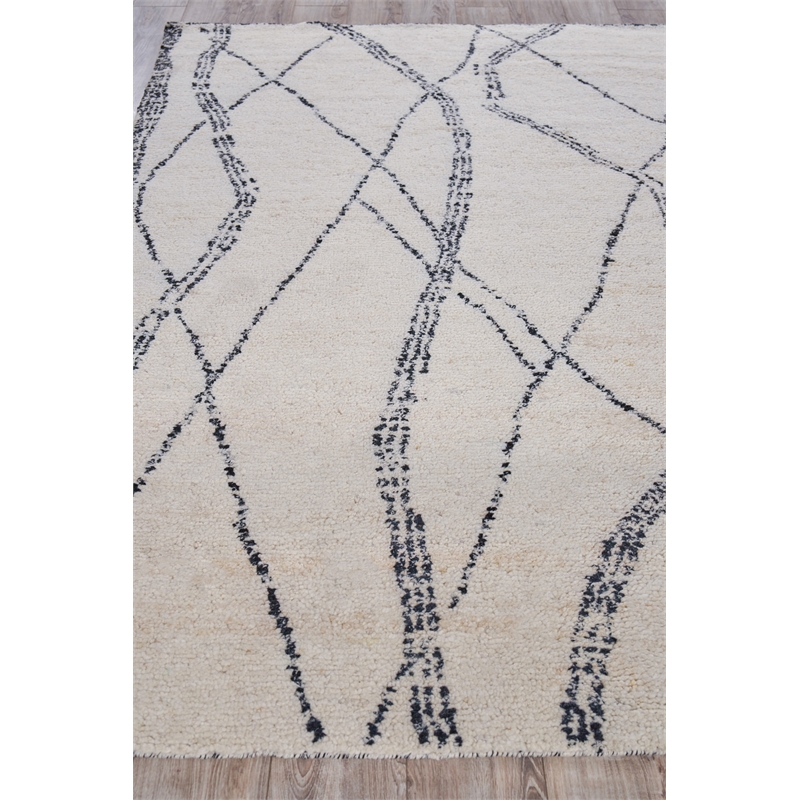 Tahoe Hand-Knotted Wool Ivory/Black 8'x10' Area Rug