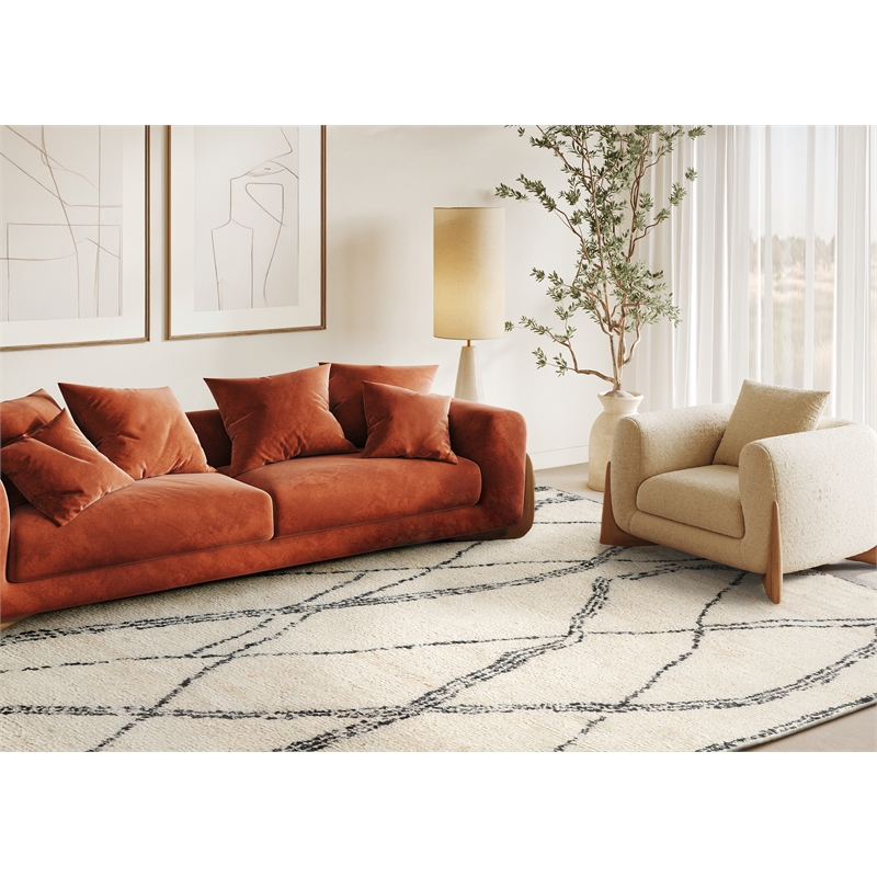 Tahoe Hand-Knotted Wool Ivory/Black 8'x10' Area Rug