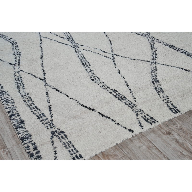 Tahoe Hand-Knotted Wool Ivory/Black 9'x12' Area Rug