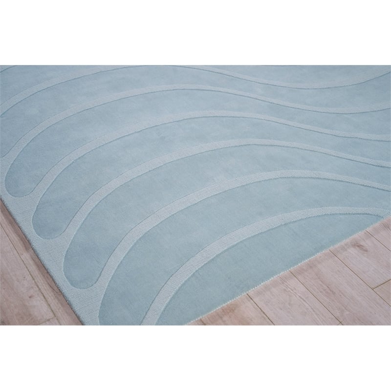 Tempo Handloomed New Zealand Wool Light Blue 9'x12' Area Rug