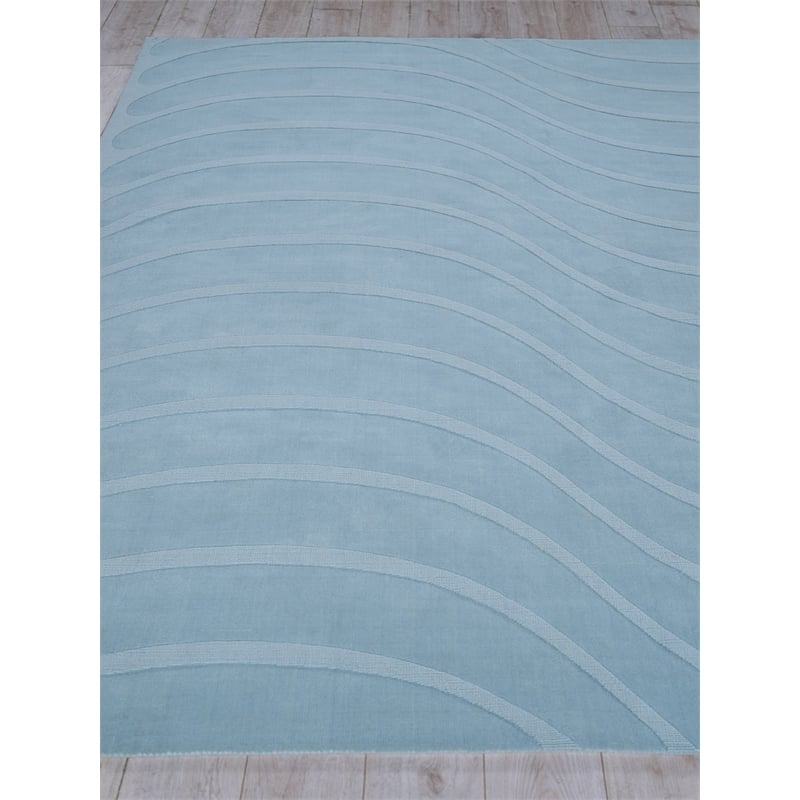 Tempo Handloomed New Zealand Wool Light Blue 9'x9' Round Area Rug