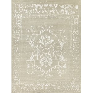 Terras Hand-Knotted Wool/Bamboo Silk Gray/Platinum 8'x10' Area Rug