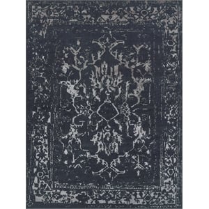 Terras Hand-Knotted Wool/Bamboo Silk Navy/Silver 6'x9' Area Rug