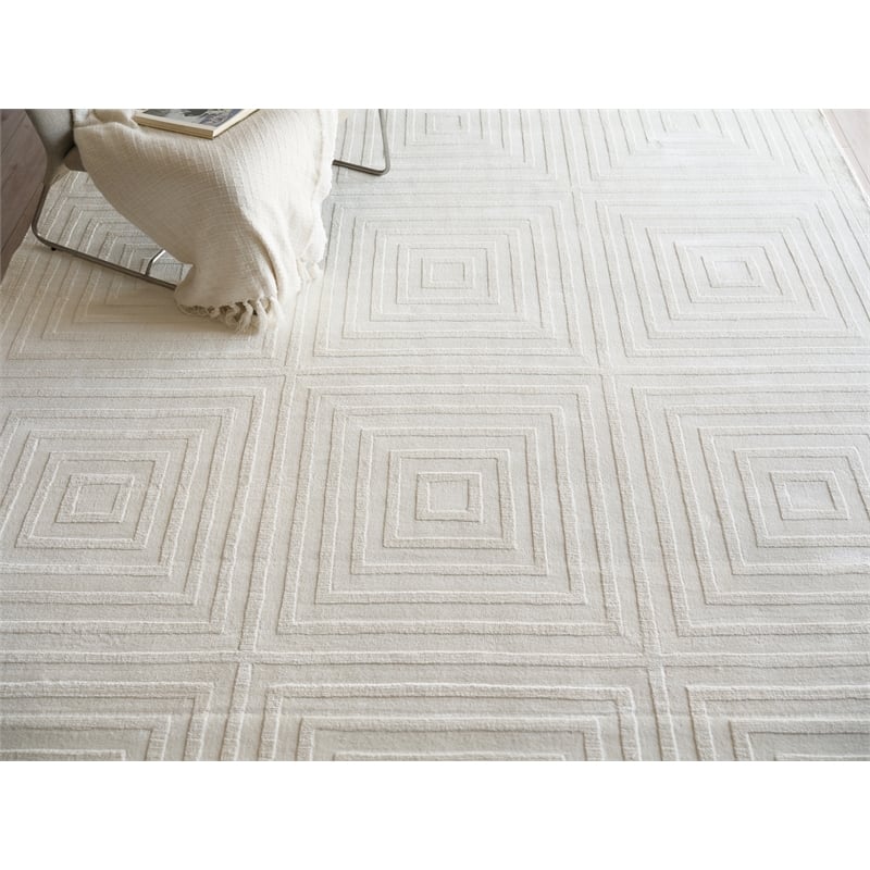 Tovello Modern Handloomed Silky Nylon White 9'x12' Area Rug