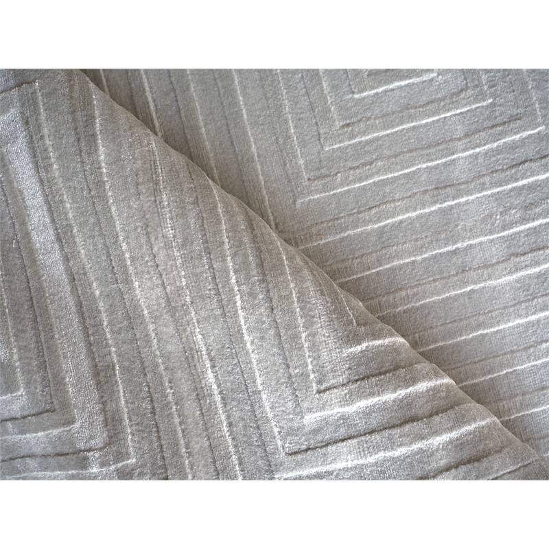 Tovello Modern Handloomed Silky Nylon Light Silver 12'x18' Area Rug