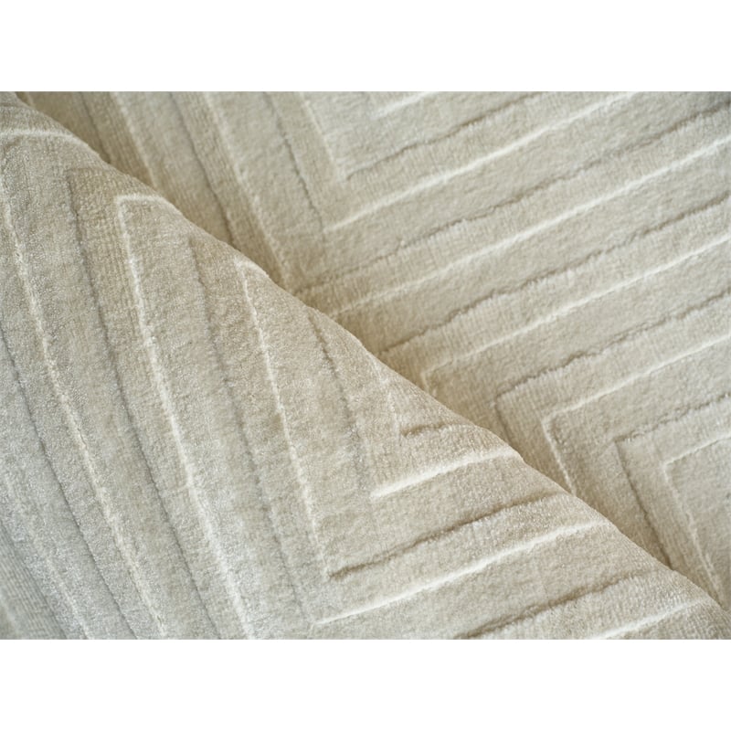 Tovello Modern Handloomed Silky Nylon Beige 6'x9' Area Rug
