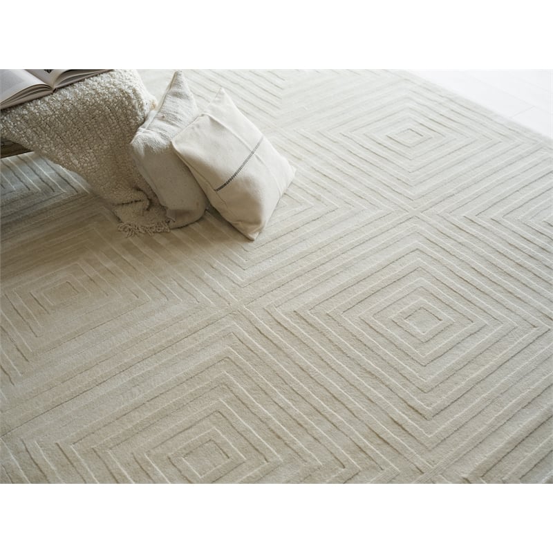Tovello Modern Handloomed Silky Nylon Beige 6'x9' Area Rug