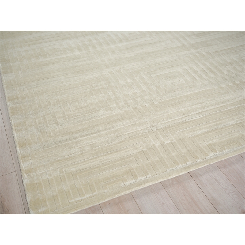 Tovello Modern Handloomed Silky Nylon Beige 8'x10' Area Rug