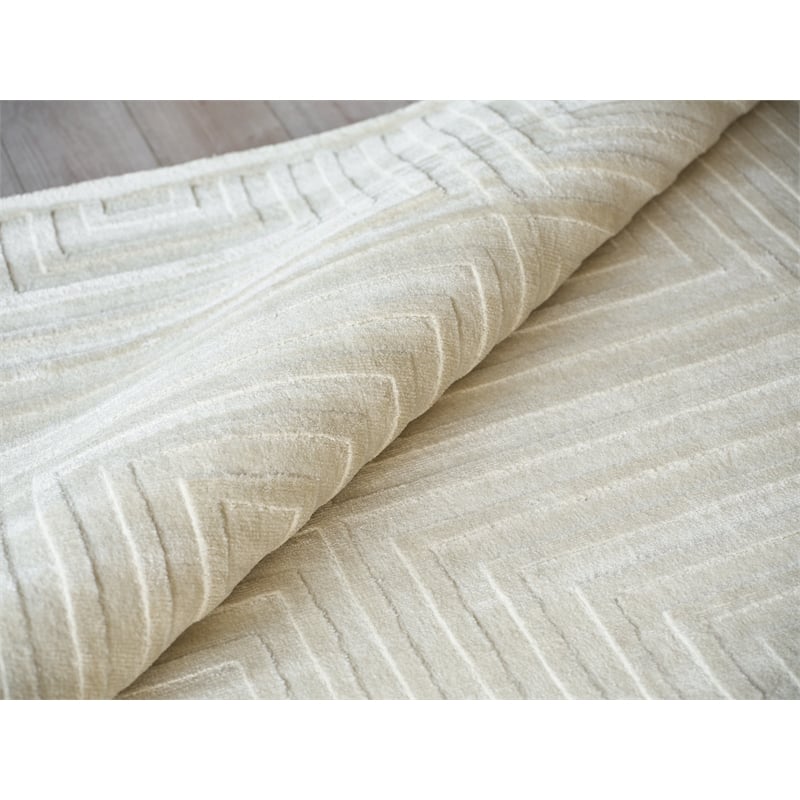 Tovello Modern Handloomed Silky Nylon Beige 8'x10' Area Rug