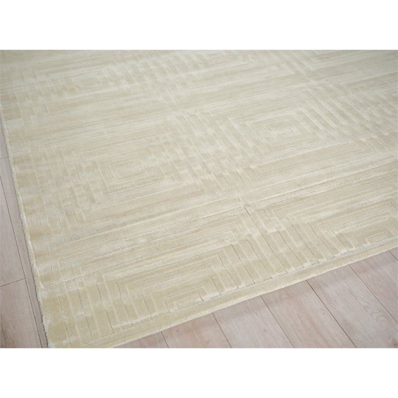 Tovello Modern Handloomed Silky Nylon Beige 9'x12' Area Rug