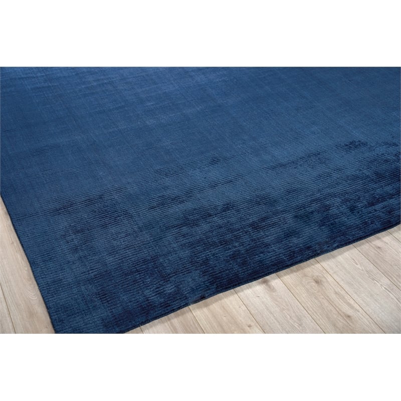 The Blues Handloomed Bamboo Silk Navy 9'x12' Area Rug
