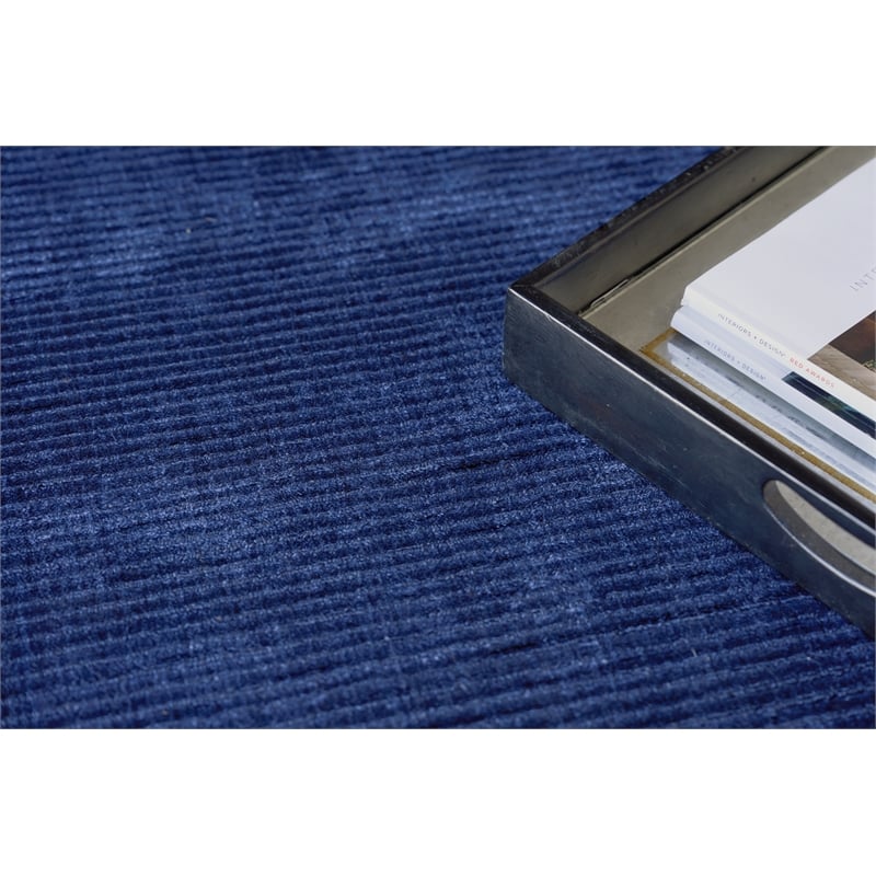 The Blues Handloomed Bamboo Silk Navy 9'x12' Area Rug