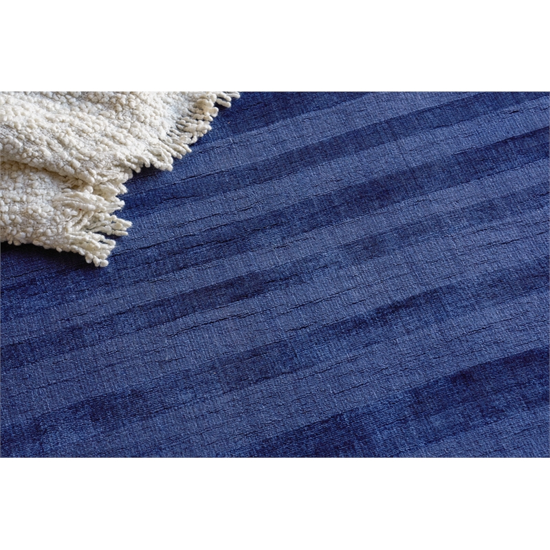 The Blues Handloomed Bamboo Silk Navy 8'x10' Area Rug