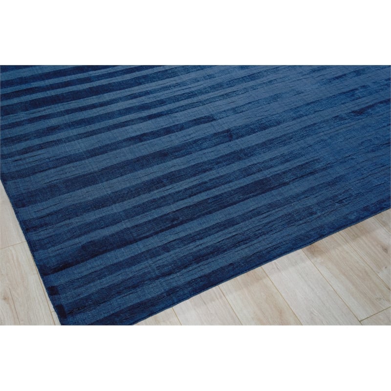 The Blues Handloomed Bamboo Silk Navy 9'x12' Area Rug
