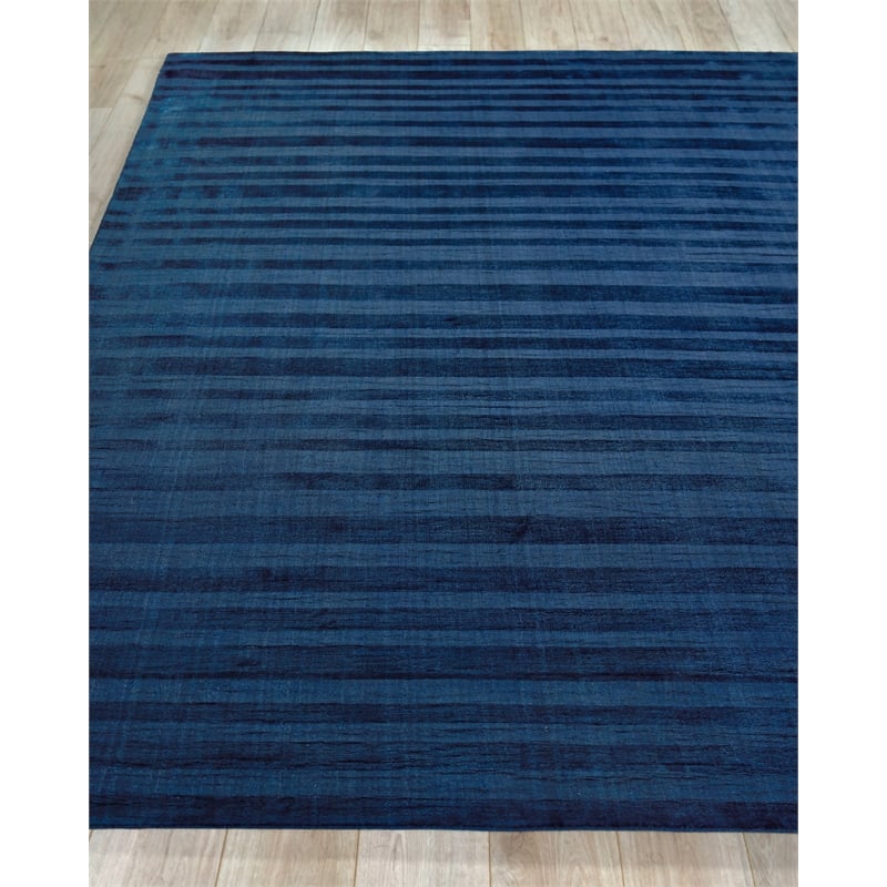 The Blues Handloomed Bamboo Silk Navy 9'x12' Area Rug