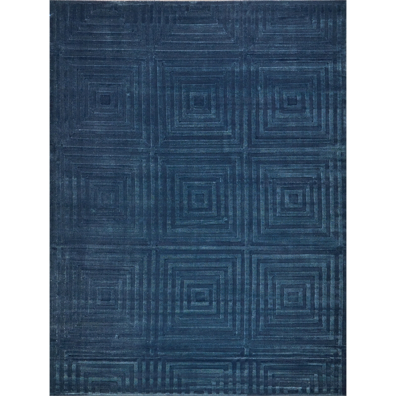 Tovello Modern Handloomed Silky Nylon Navy 12'x12' Square Area Rug