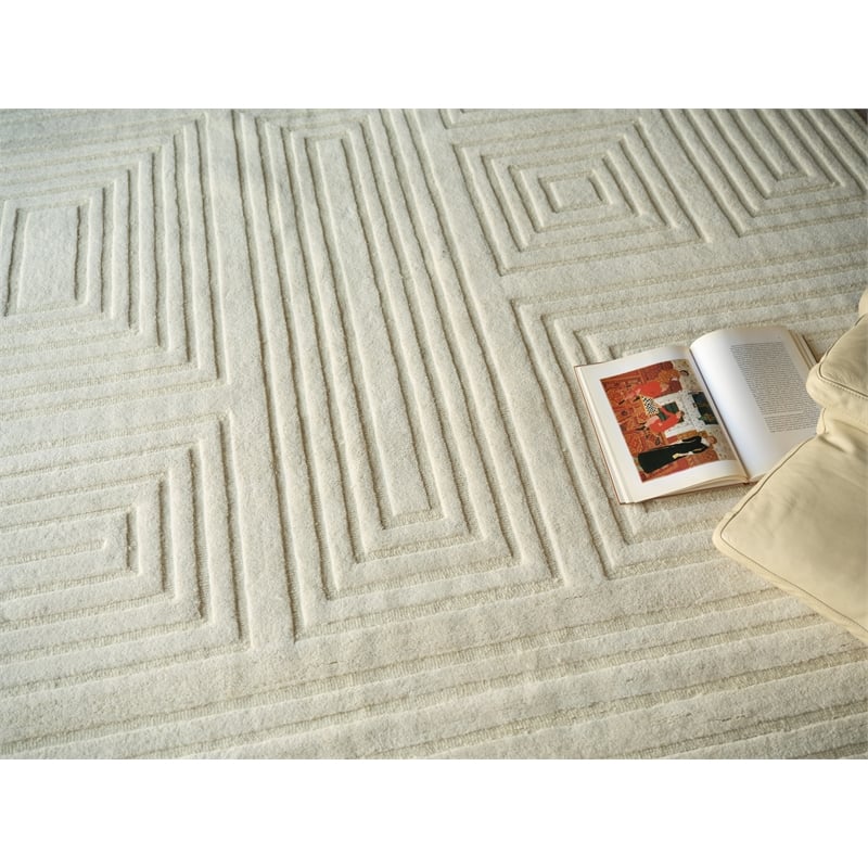 Teton Hand-Tufted New Zealand Wool Beige/Ivory 9'x12' Area Rug