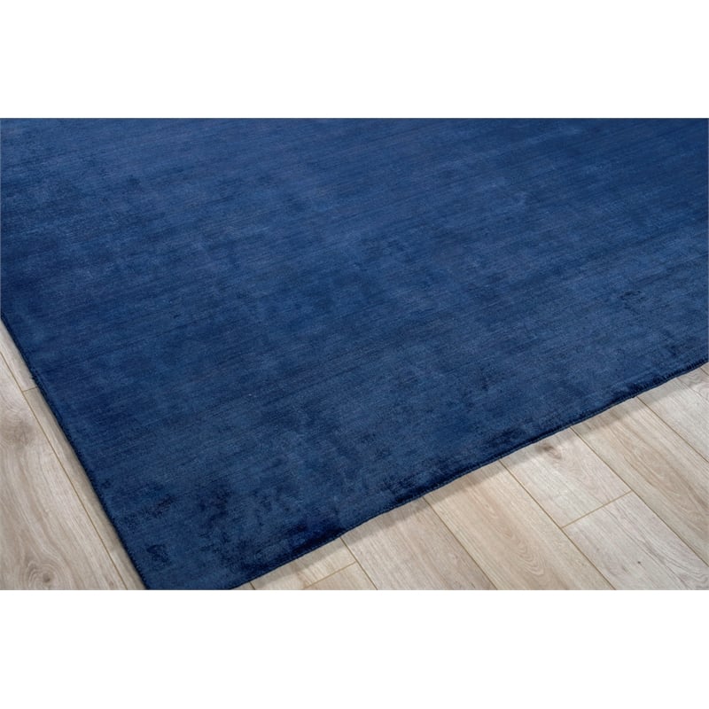 The Blues Handloomed Bamboo Silk Navy 9'x12' Area Rug