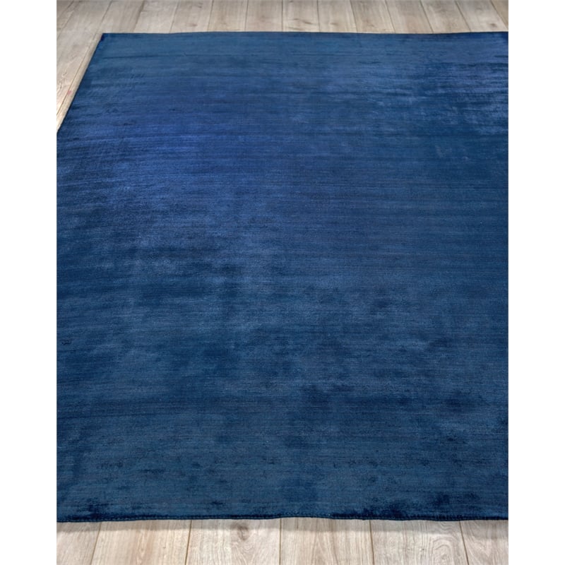 The Blues Handloomed Bamboo Silk Navy 9'x12' Area Rug