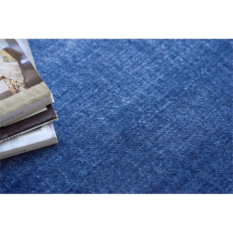 The Blues Handloomed Bamboo Silk Navy 9'x12' Area Rug