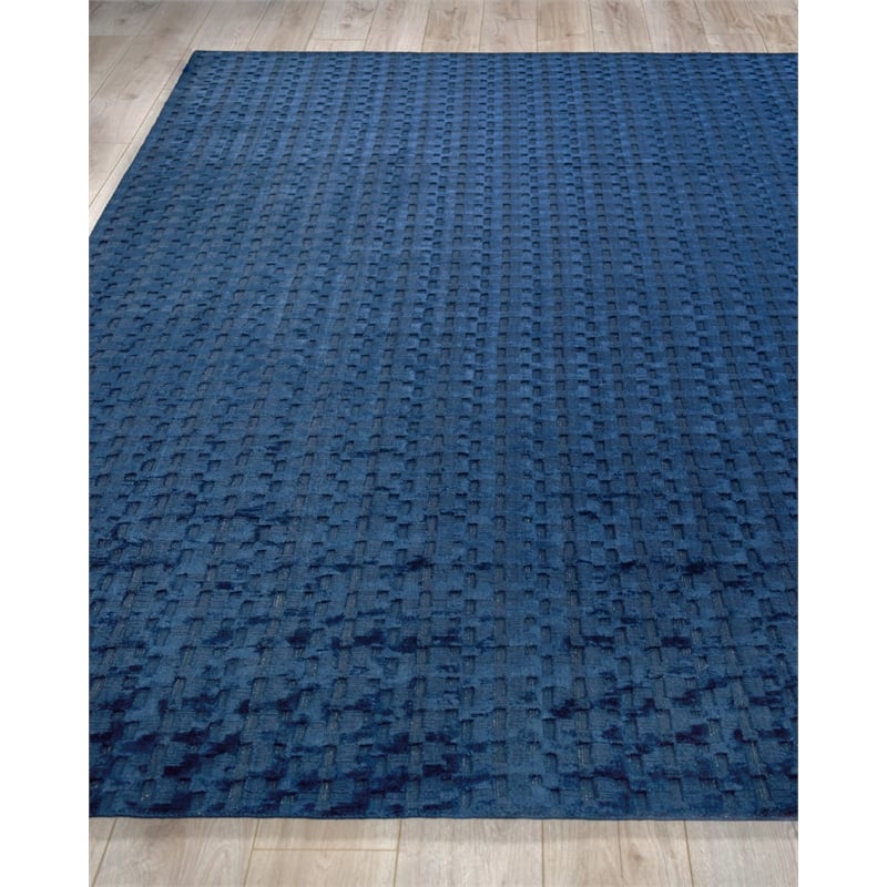 The Blues Handloomed Bamboo Silk Navy 10'x14' Area Rug