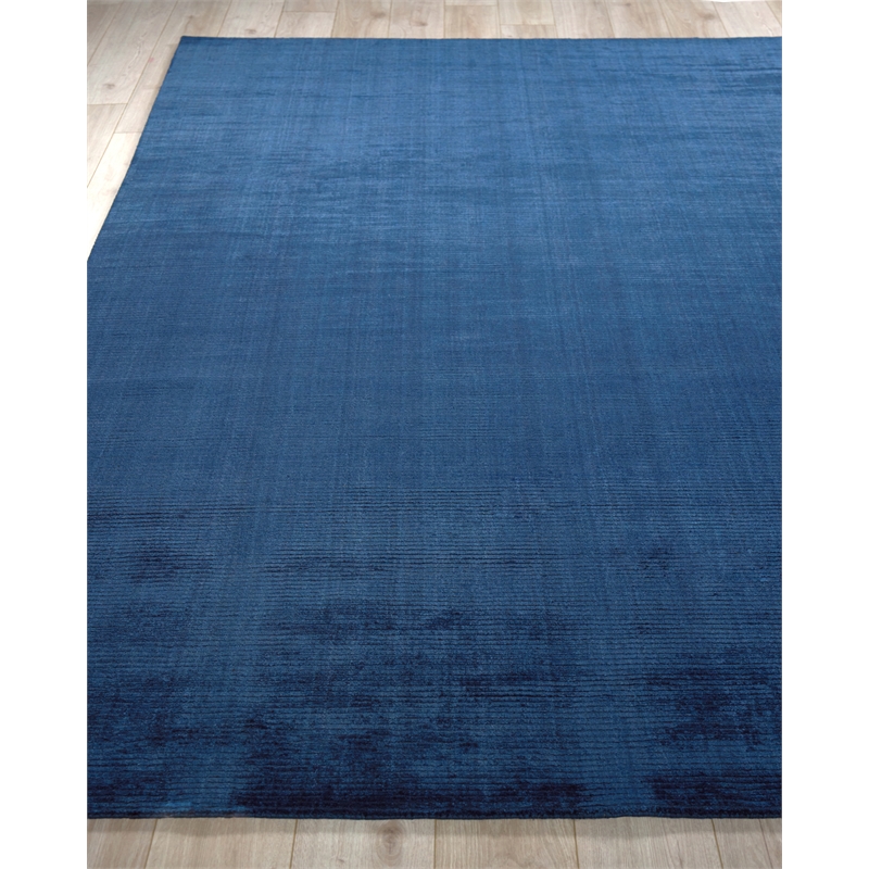 The Blues Handloomed Bamboo Silk Navy 10'x14' Area Rug