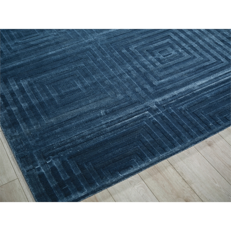 Tovello Modern Handloomed Silky Nylon Navy 15'x20' Area Rug