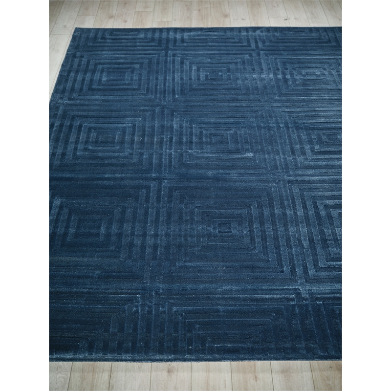 Tovello Modern Handloomed Silky Nylon Navy 15'x20' Area Rug