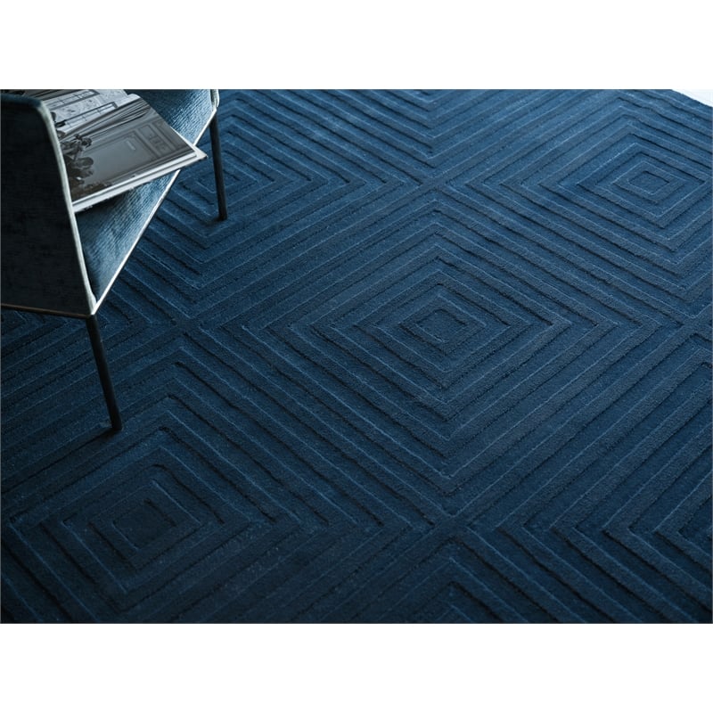 Tovello Modern Handloomed Silky Nylon Navy 9'x12' Area Rug