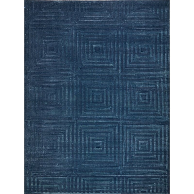 Tovello Modern Handloomed Silky Nylon Navy 9'x12' Area Rug