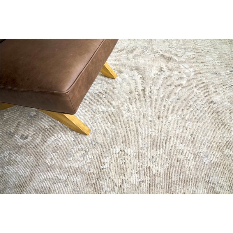Tuscany Handloomed Wool/Bamboo Silk Tan 12'x15' Area Rug