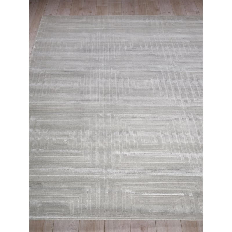 Tovello Modern Handloomed Silky Nylon Light Silver 15'x24' Area Rug