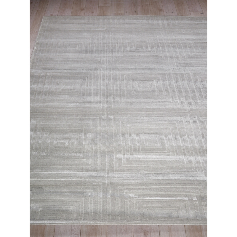 Tovello Modern Handloomed Silky Nylon Light Silver 9'x12' Area Rug