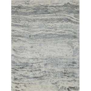 Travertine Handloomed Wool/Bamboo Silk Silver 12'x15' Area Rug