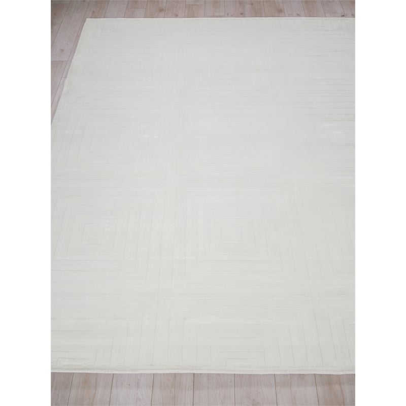 Tovello Modern Handloomed Silky Nylon White 4'x6' Area Rug